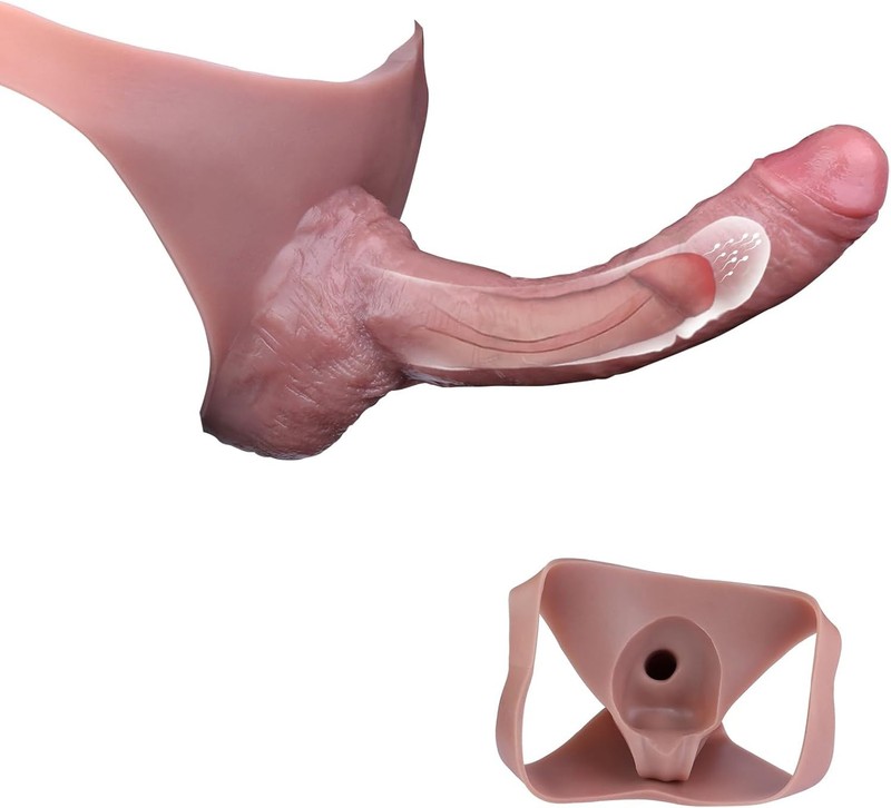 Realistic Penis Sleeve Pants Silicone Hollow Dildo Pants Wearable Penis Sheath