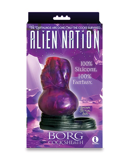 Icon Brands Alien Nation Penis Sheath – Borg, Metallic Purple/Red