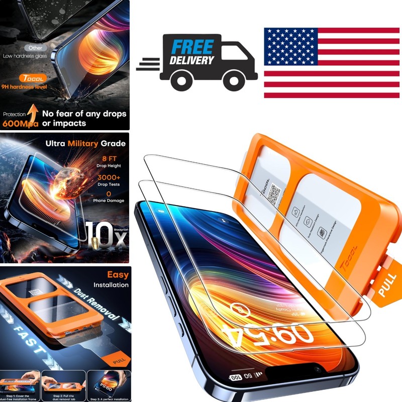 Military Grade Shatterproof Screen Protector for iPhone 13 Pro Max Full Coverage