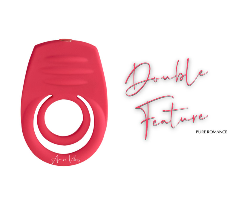 Pure Romance DOUBLE FEATURE 10 Function Vibration Male C-Ring NEWEST VERSION