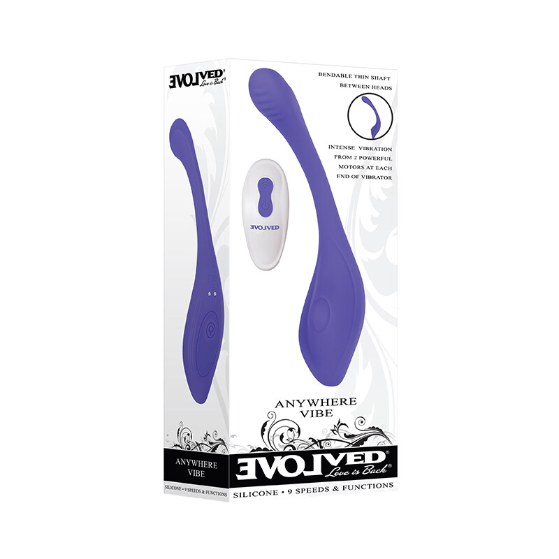 Evolved Anywhere Vibe Dual Ended Flexible Vibrator Rechargeable Silicone Blue