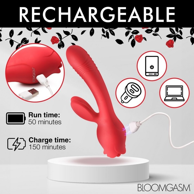 Blooming Bunny Sucking and Thrusting Silicone Rabbit Vibrator gallery