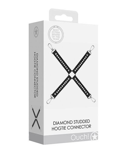 Shots Ouch Diamond Studded Hogtie – Black