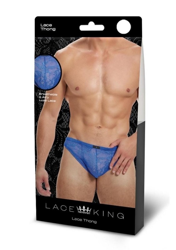 Lace King Lace Thong – L/XL – Blue