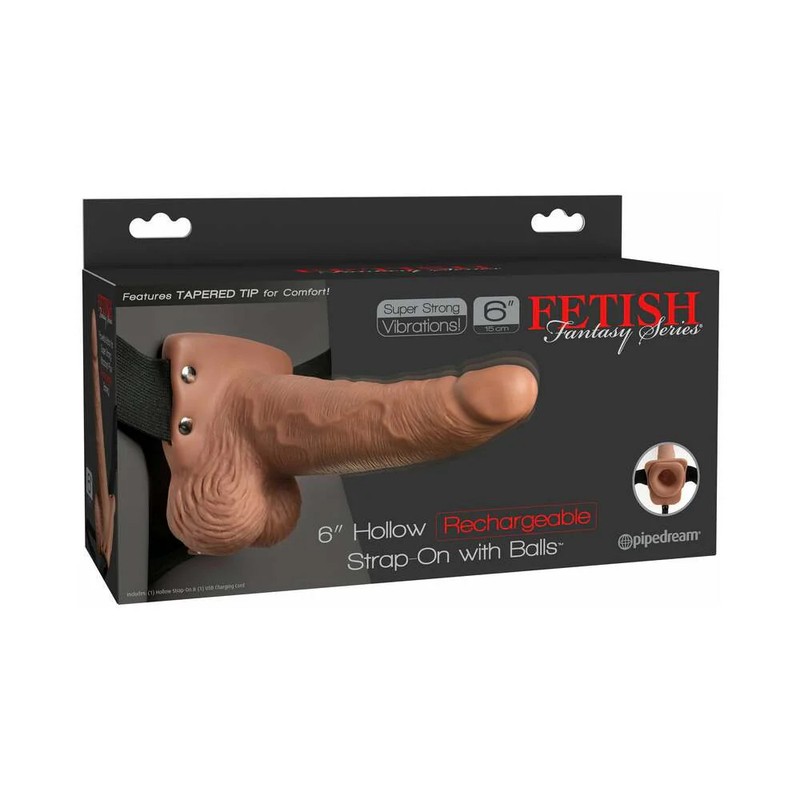 Pipedream FF Recharg 6in Hollow Strap-On Balls Tan