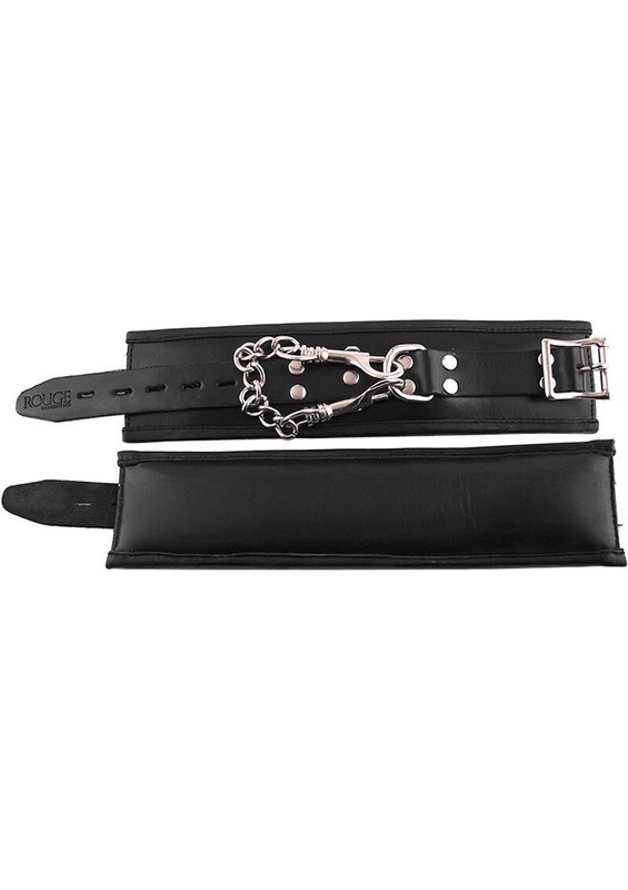 Rouge Padded Leather Adjustable Wrist Cuffs – Black