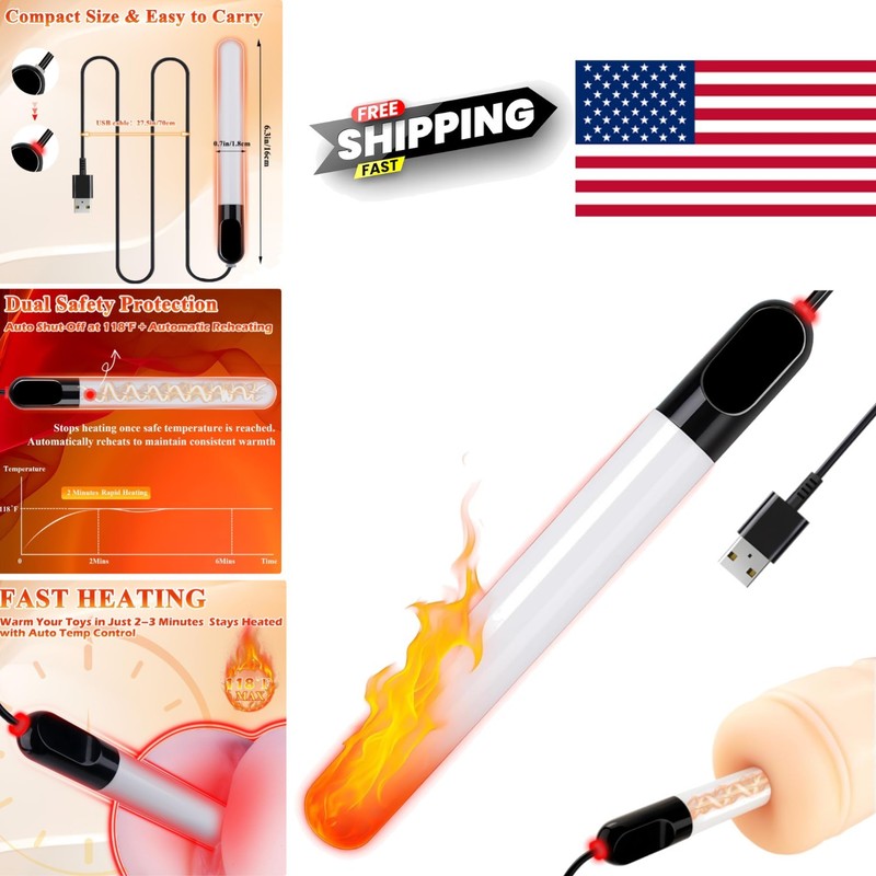 USB Heating Stick for Silicone and TPE Sex Toys Easy to Clean Waterproof Design