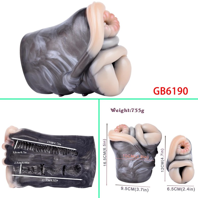 Male Masturbator Cup Dual Channel Silicone Soft Stroker Realistic Vagina Sex Toy gallery