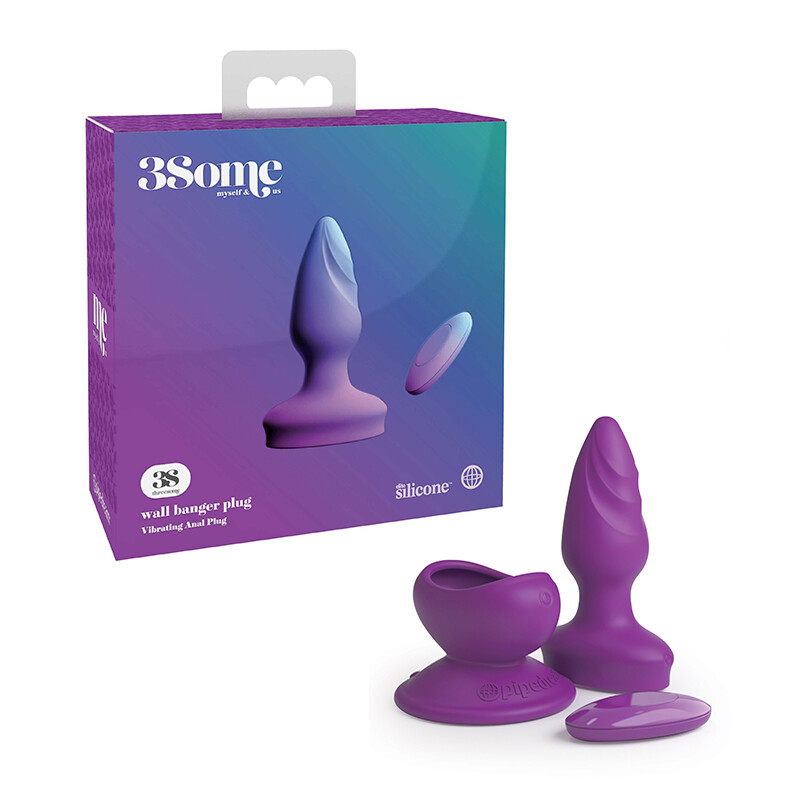 3Some Wall Banger Vibrating Multi Function Anal butt plug Rechargeable Purple