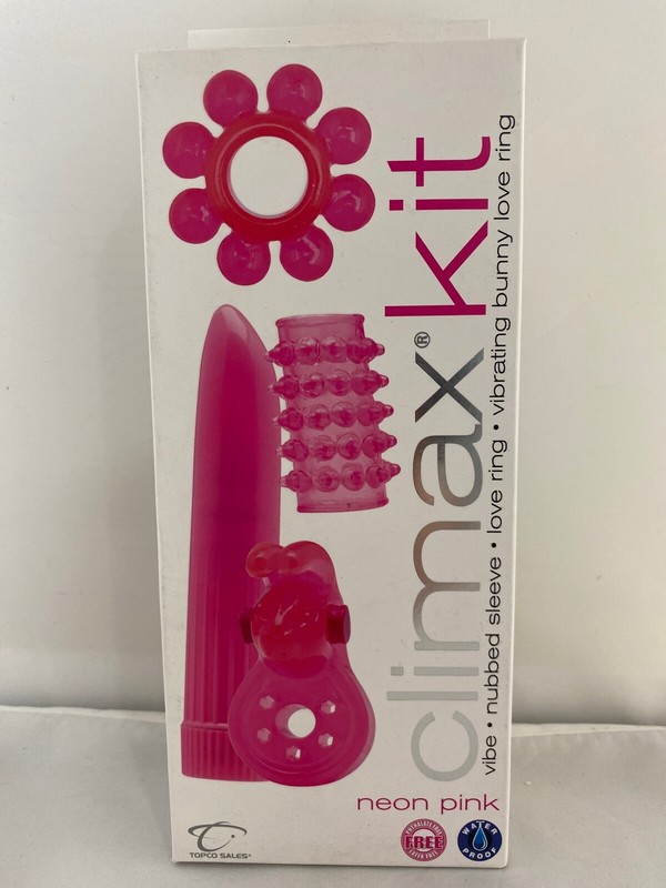 NEON PINK CLIMAX KIT VIBE COCK RING PENIS SLEEVE VIBRATING COCK RING