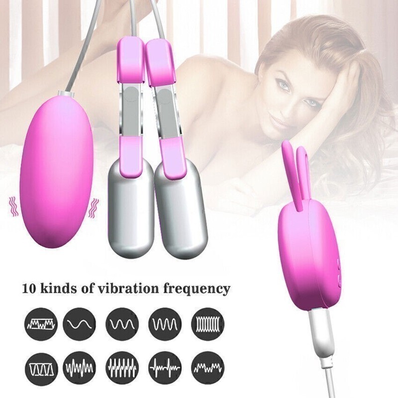 Nipple-Clamps-Breast-Clip-Massager-Labia-Clitoral-Vibrator-Bondage-SM-Fetish-Toy gallery