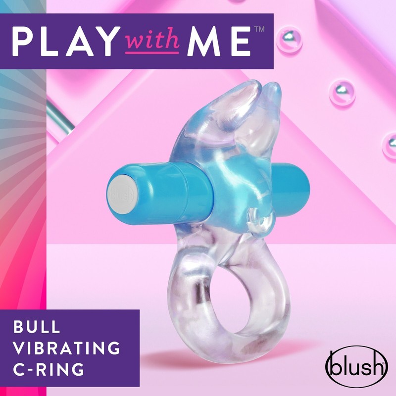 Blush Play With Me Stretchy Fits All Penises Waterproof Bull Vibrating C-Ring gallery