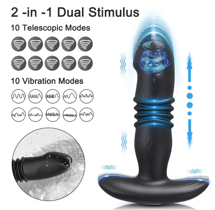 Thrusting Anal Butt Plug Dildo Vibrator Clit Anal Massager Sex Toy for Men Women gallery