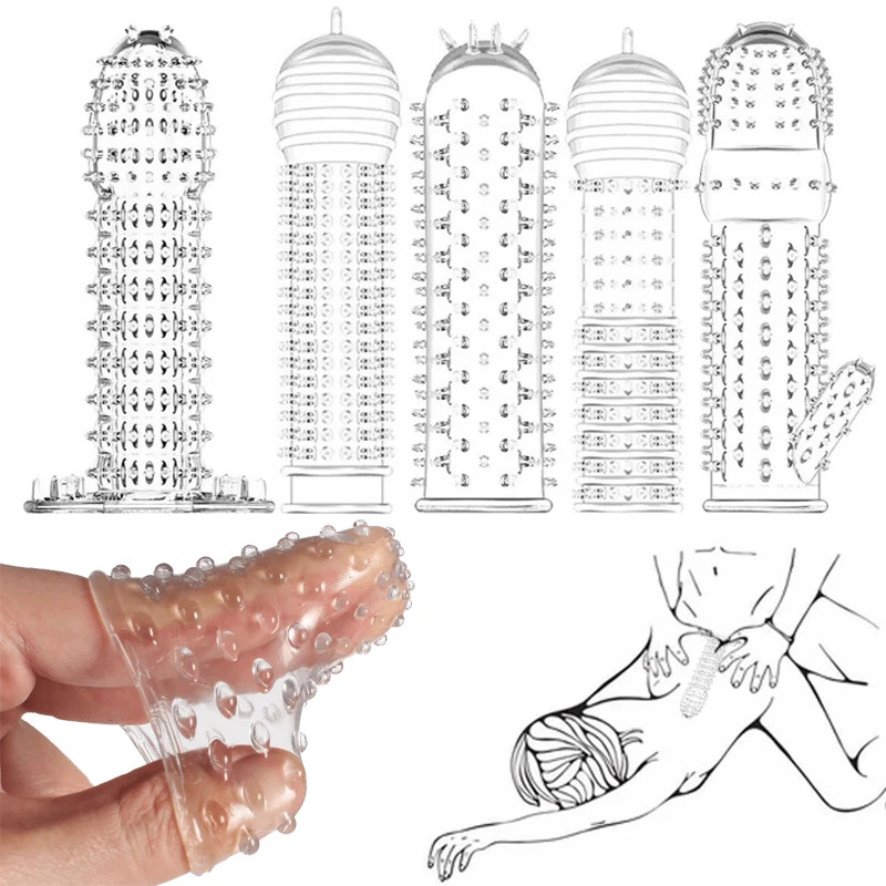 10PCS Male Penis Extender Sleeve Cock Ring Girth Enhancer Enlarger Men Sex Toys gallery