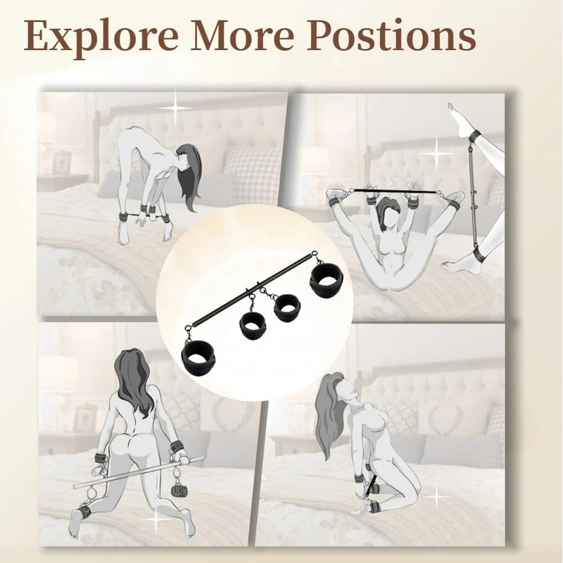 Spreader Bar Adjustable Handcuffs & Ankle Cuffs BDSM Bondages Restraints Sex Toy gallery