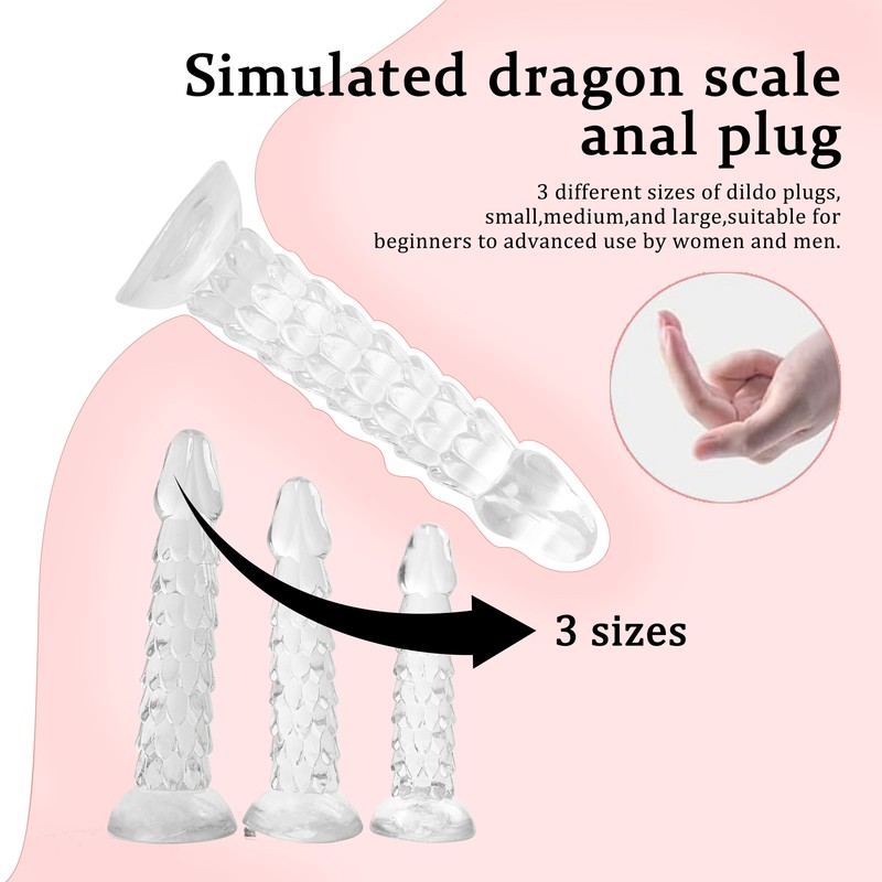 S/M/L Dragon Scale Tentacle Dildo Short Anal Plug Suction Cup Butt Plug Sex Toy gallery