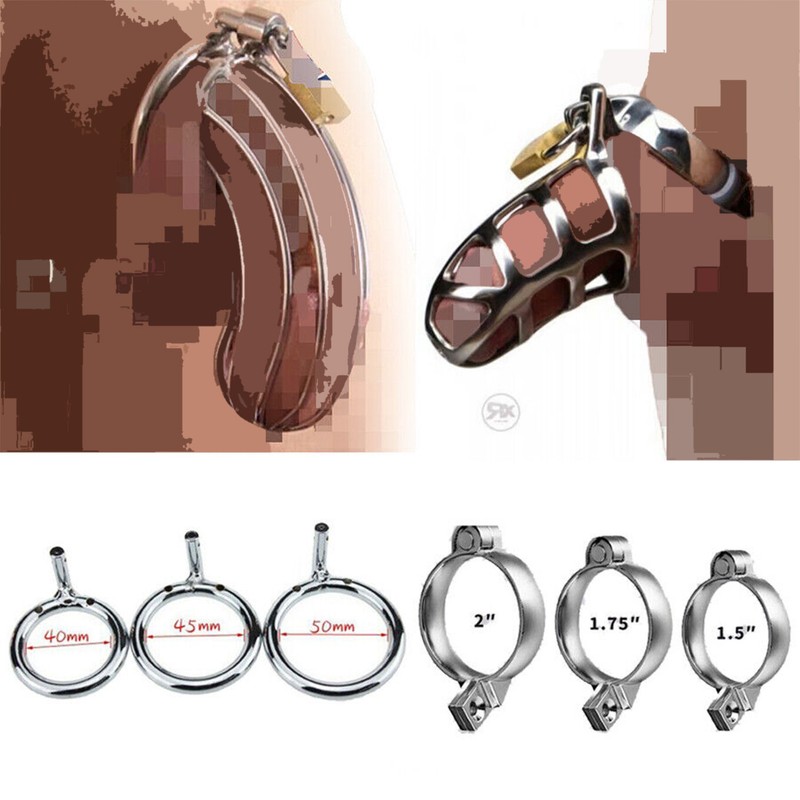 Stainless Steel Metal Men Male Penis Penetration Metal Chastity Cock Cage USA