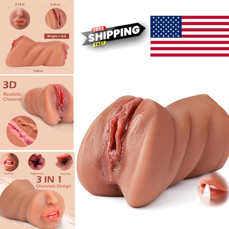 Thick and Fleshy Male Masturbator 3 in 1 Design for Enhanced Pleasure Experience