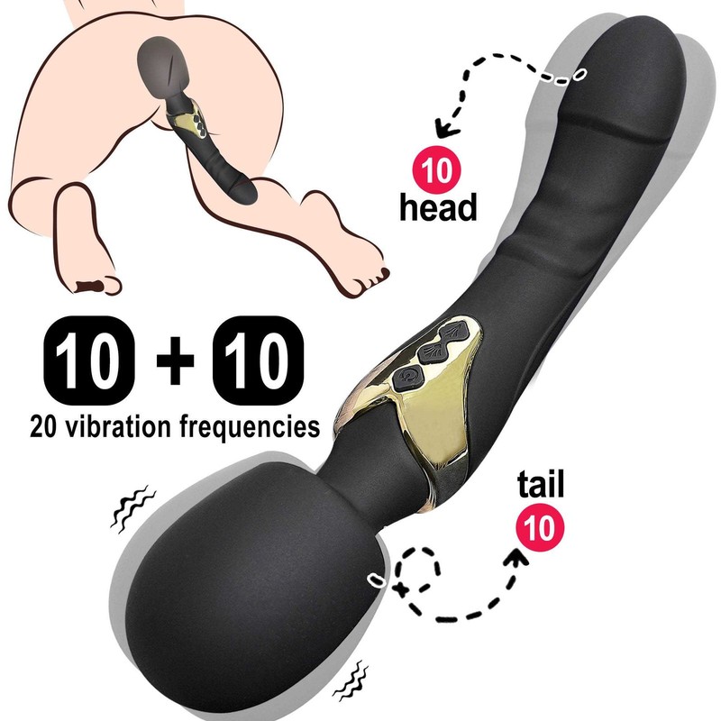 AV Double Head Vibrator Dildo 10 Modes Stick G Spot Vagina Massager Adult SexToy gallery