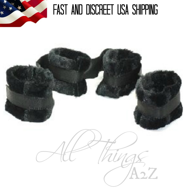 BDSM Bondage Kit Wrist Ankle Cuffs Set Leg Spreader Restraints Fur Kinky Toy
