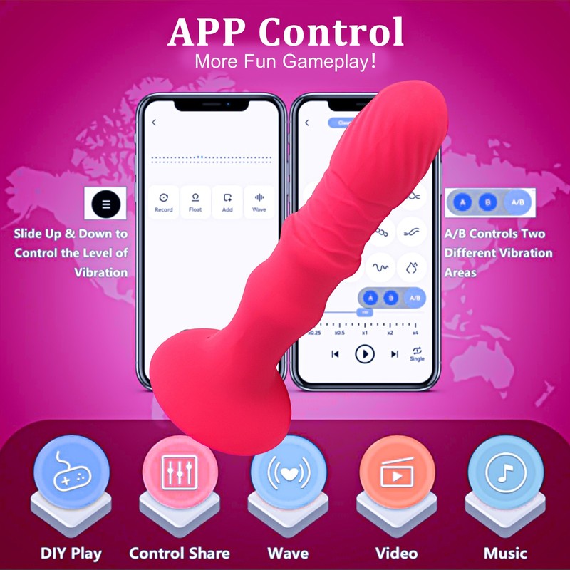 Anal Butt Plug APP Control Thrusting Vibrator Clit G-Spots Massager Suction Cup gallery