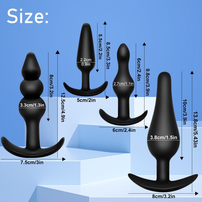 4pcs Wearable Silicone Kit Anal Butt Plug Set Dildo Training Prostate Sex Toys gallery