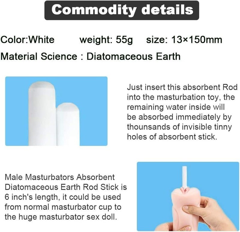 Diatom Mud Absorbent Stick 6 Inch Waterproof Reusable for Male Masturbation Toys gallery