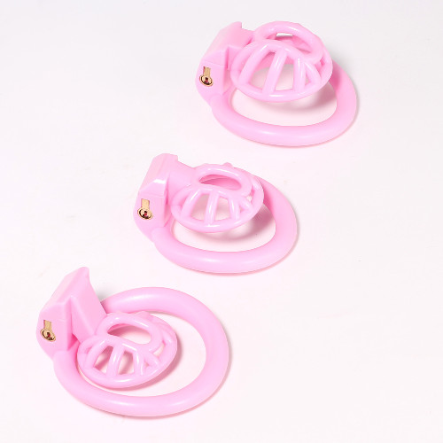 Positive and Negative Penis Rings Sissy Cage Locked Chastity Device with 4 Rings gallery