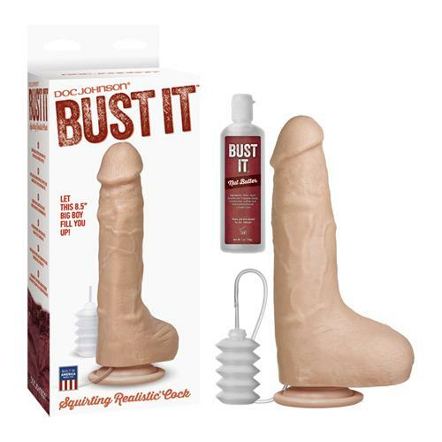 Bust It Squirting Realistic Cock White w/1oz Nut Butter
