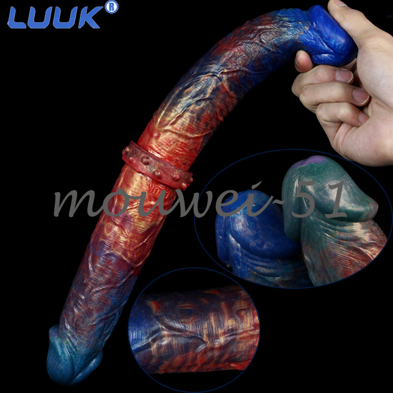 New Streamer Color Double Dildo Huge Realistic Glans Silicone Anal Plug Sex Toys