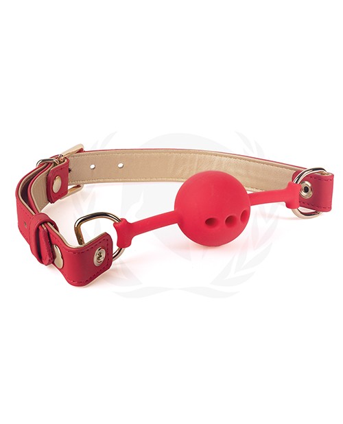 Spartacus Silicone Ball Gag, 46mm, Red with Gold Accents – Vegan & Nickel-Free