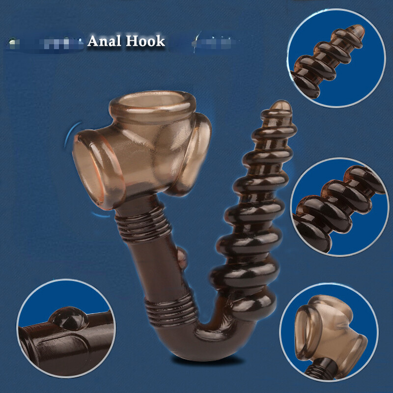 Male Penis Ring & Anal Rattle Screw Tail Plug Hook Tower Erection Enhancer