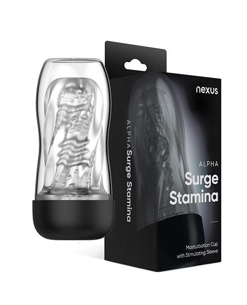 Nexus Alpha Surge Stamina Clear Textured Masturbation Cup Stroker