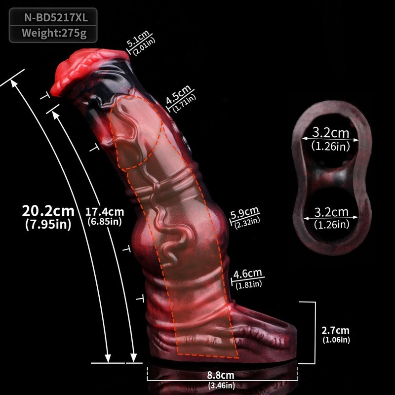 Black Dragon Fantasy Silicone Girth Sleeve Oversized Nubbed Texture 12 Styles