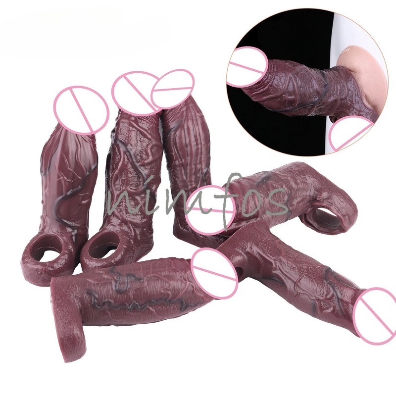 Silicone Realistic Penis Male Dick Delayed Ejaculation Hollow dildo Condom gallery