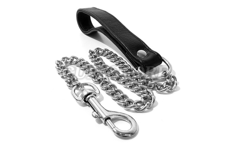Leather Stainless Steel Chain Leash for Bondage Collar Restraints