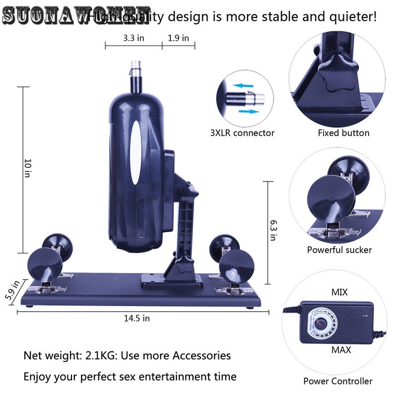 Updated Version Sex Machine Gun Black Dildo Automatic with 3XLR Suction Cup gallery