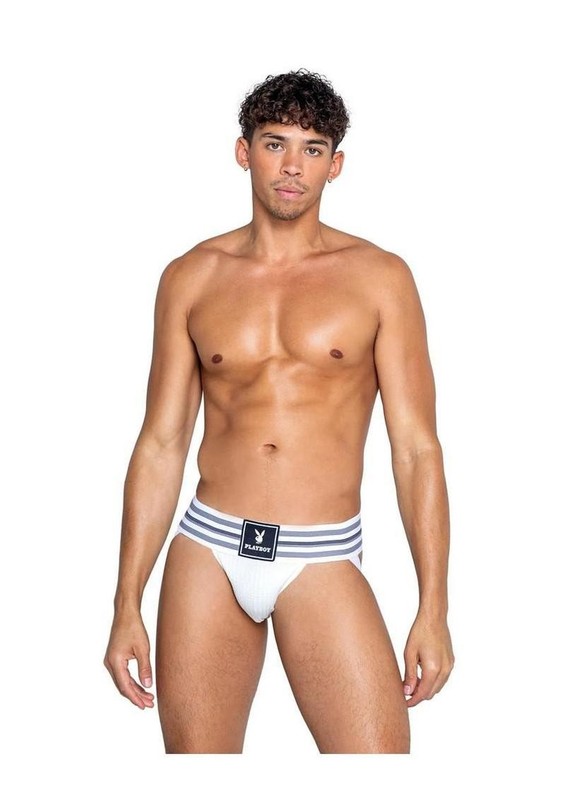 Playboy Mens Locker Room Classic Jock – Medium – White