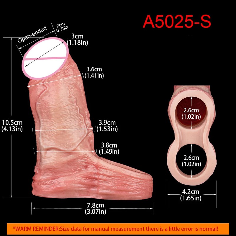 3 Sizes Realistic Hollow Dildo With Anti-drop Dick Enlarge Sleeve Adult Products