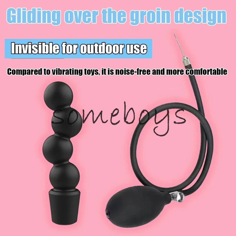 Inflatable Beaded Anal Plug Adjustable Expansion Silicone Sex Toy Anal Dildo Gay gallery