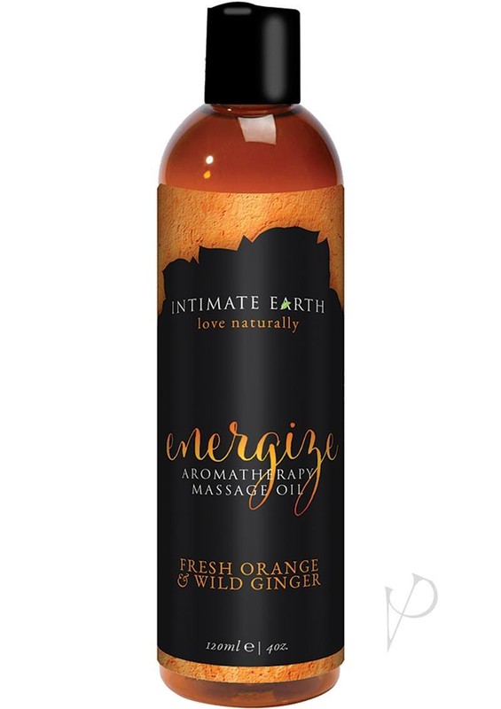 Intimate Earth Energize Aromatherapy Massage Oil Fresh Orange and Wild Ginger
