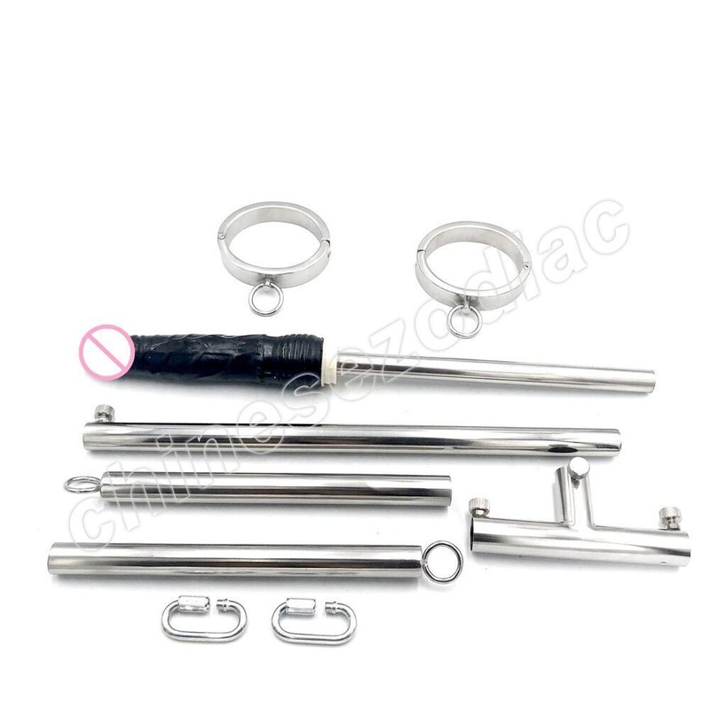 Metal Frame BDSM Device Ankle Cuffs Dildo Anal Plug Spreader Open Leg Sex Toys gallery