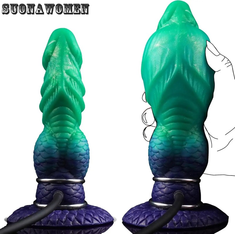 Colorful Squirting Inflatable Anal Plug Dildo Big Penis Adult Sex Toys for Women gallery