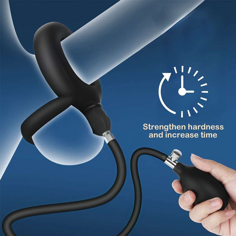 Inflatable Penis Ring Pump Male Enhancer Ejaculation Delay Cock Ring Erection gallery