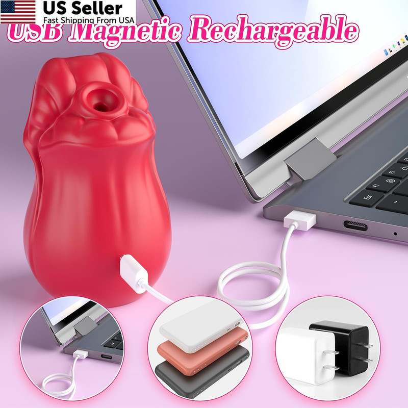 Clitoral Sucking Vibrator Rose Toy - Nipple Pussy Clit Sucker Mouth Oral Red gallery