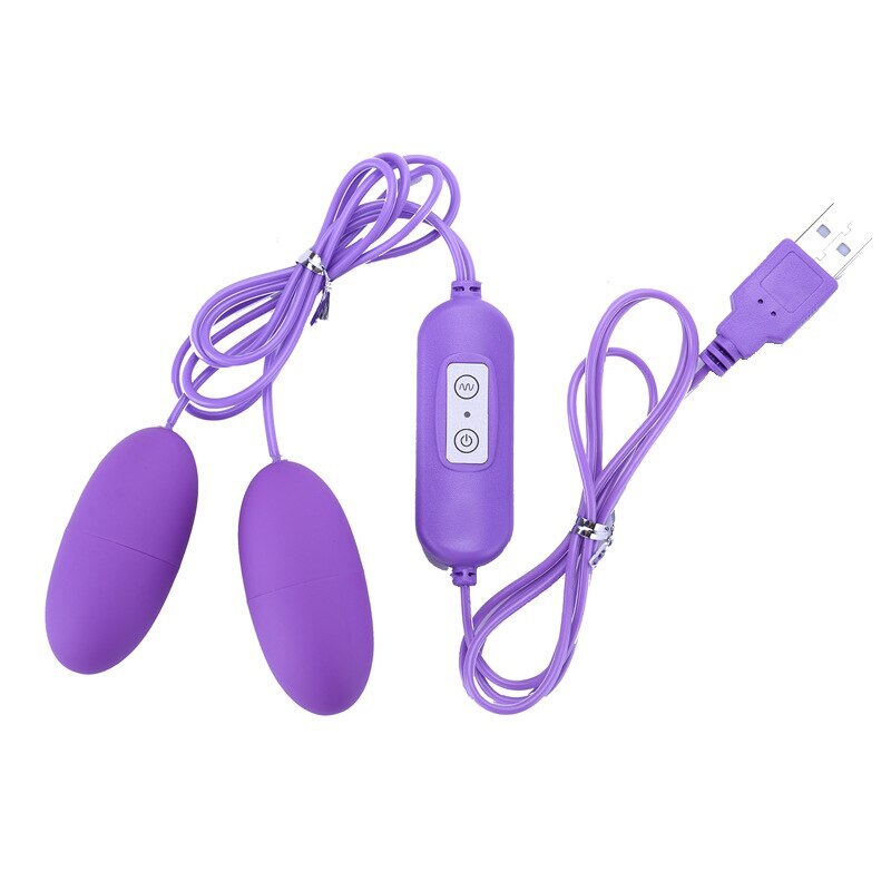 USB Powered Double Egg Vibrator G-Spot Clit Anal Stimulation Sex Toys for Women