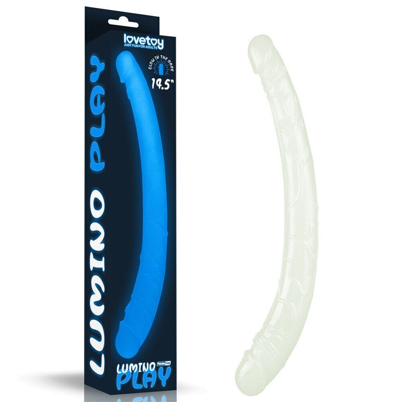 Lovetoy 14.5&Prime; Lumino Play Doubled Ended Dildo (Blue Glow in the Dark)