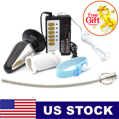 Electric E-Stim Vibrating Prostate Anal Butt Plug Penis-Cock Ring Shock Sex-Toys gallery