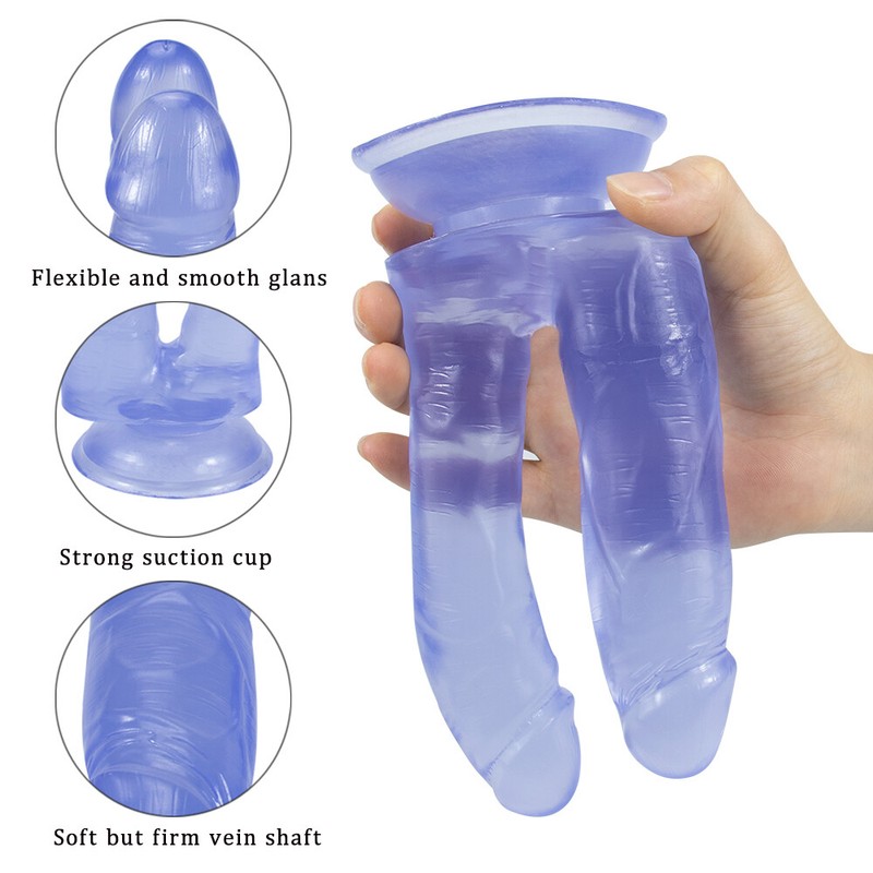 5.7" - 6" Realistic Double Dildo Dong with Strong Suction Cup for DP Penetration gallery