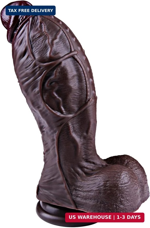 3&Prime; Diameter Huge Black Dildo,10.4&Prime; Realistic Giant Silicone Dildo,Thick Extra La